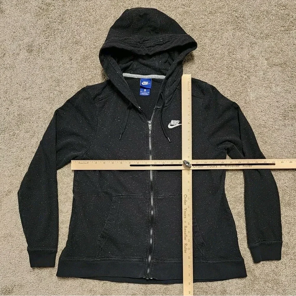 Rare Y2K Nike Speckled Hoodie Full‎ Zip Jacket Womens Medium Black - Picture 14 of 16